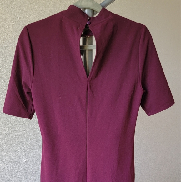 Almost Famous Burgundy Dress with Embroidered Neck - Picture 6 of 7